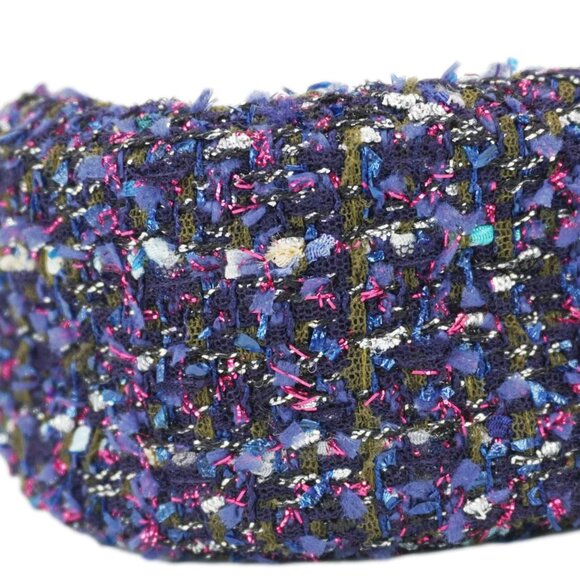 Chanel  Round Tweed Chain Clutch Crossbody Bag Blue - Picture 7 of 13